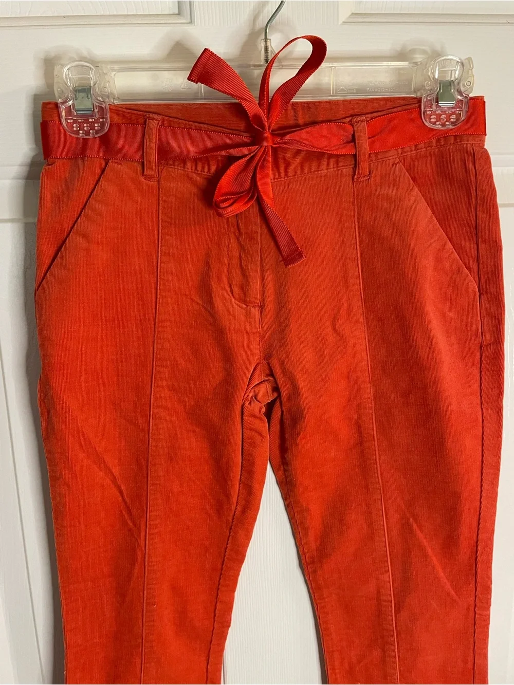 Janie and Jack Orange Corduroy Skinny Pants with Ribbon Size 10
